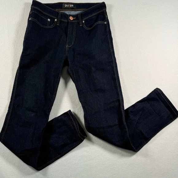 Du/Er Straight Leg L2X Slim Fit Jeans Mens Size 29X30 Dark Blue Mid Rise - Picture 1 of 13